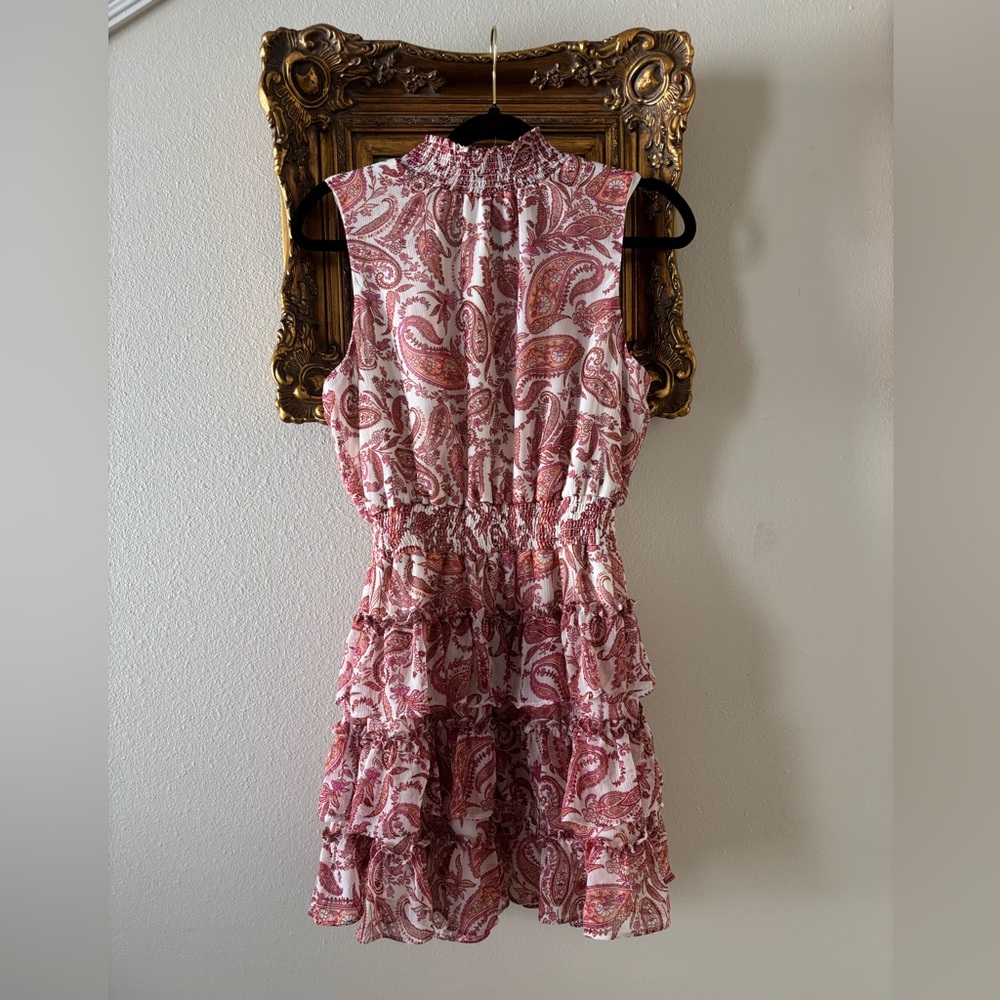 1. State Pink Paisley Ruffle Mini Dress